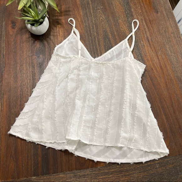 Intimately Free People White frayed geometric v neck blouse tank XS Fade Away - Picture 4 of 6